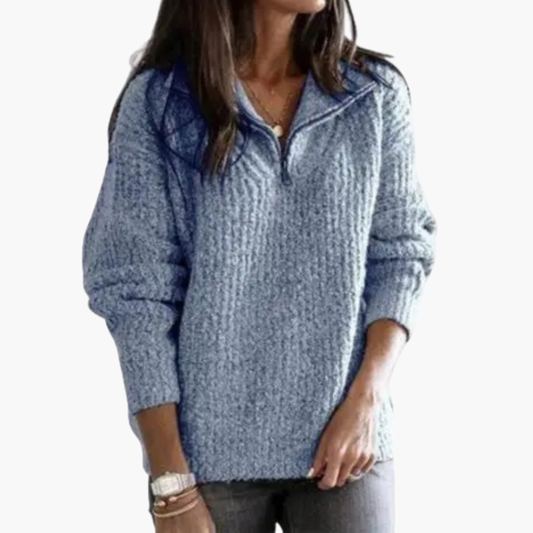 Pull femme à demi-zip et manches longues