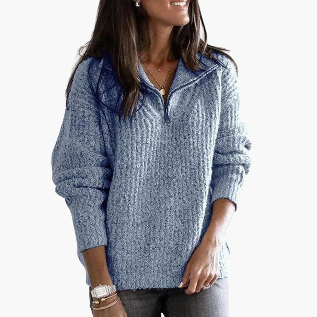Camisola de mulher com fecho de correr até meio e mangas compridas