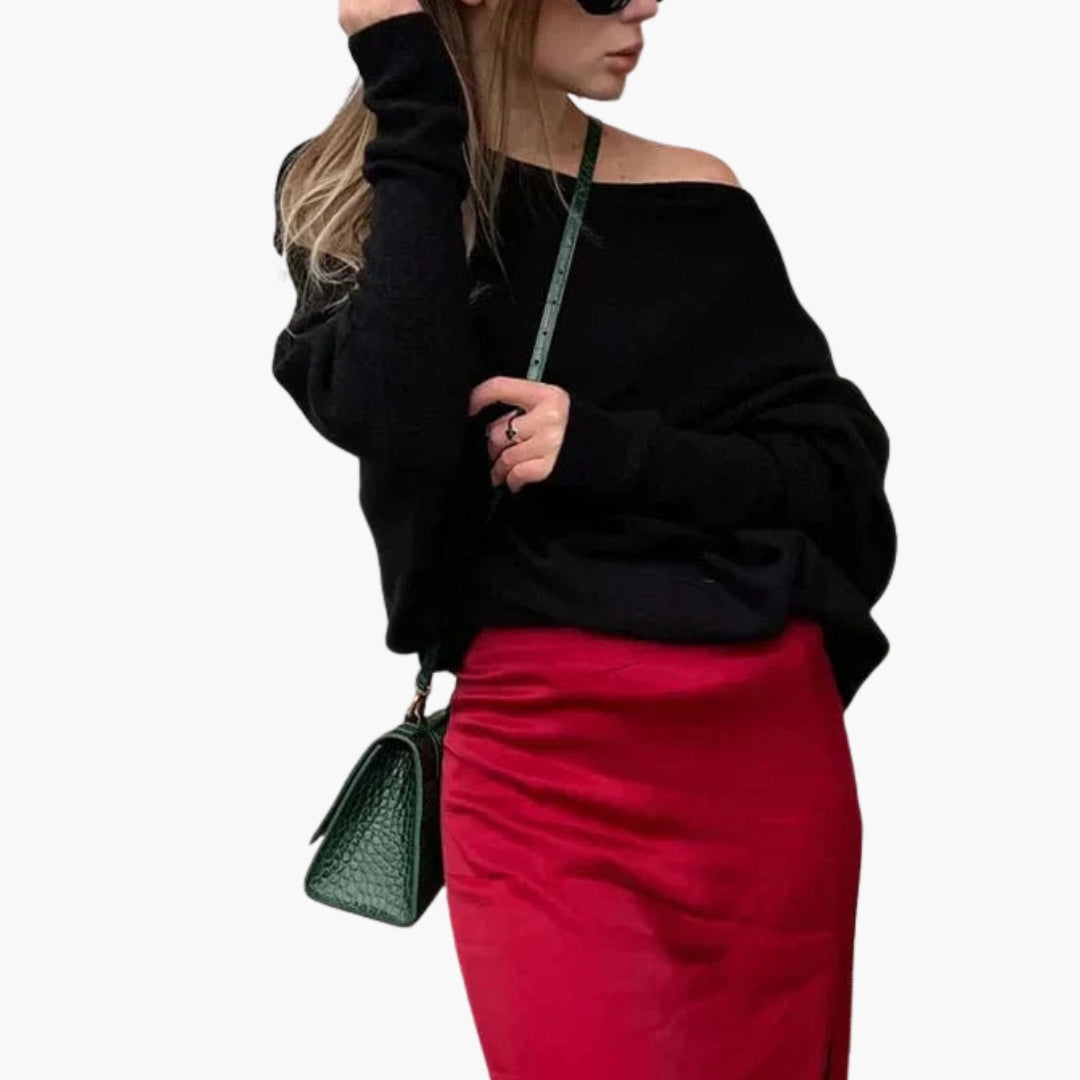 Maglione donna con scollo ampio e maniche lunghe