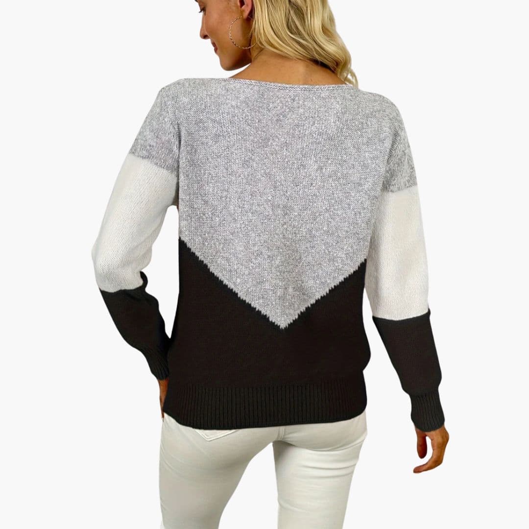 Camisola de mulher com decote em rede e padrão de espinha de peixe