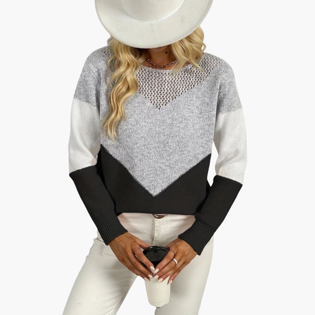 Sudadera de mujer con escote de malla y motivo de espigas