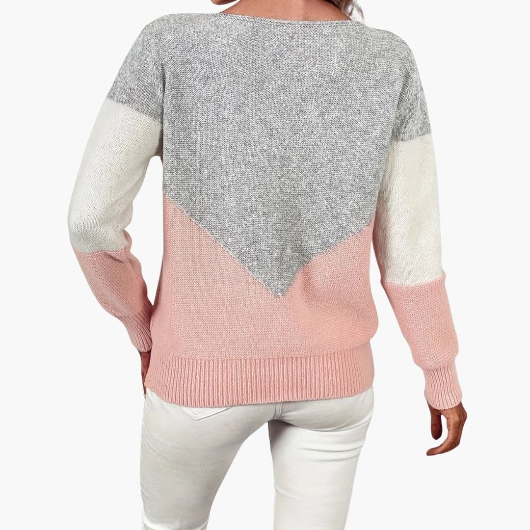 Camisola de mulher com decote em rede e padrão de espinha de peixe