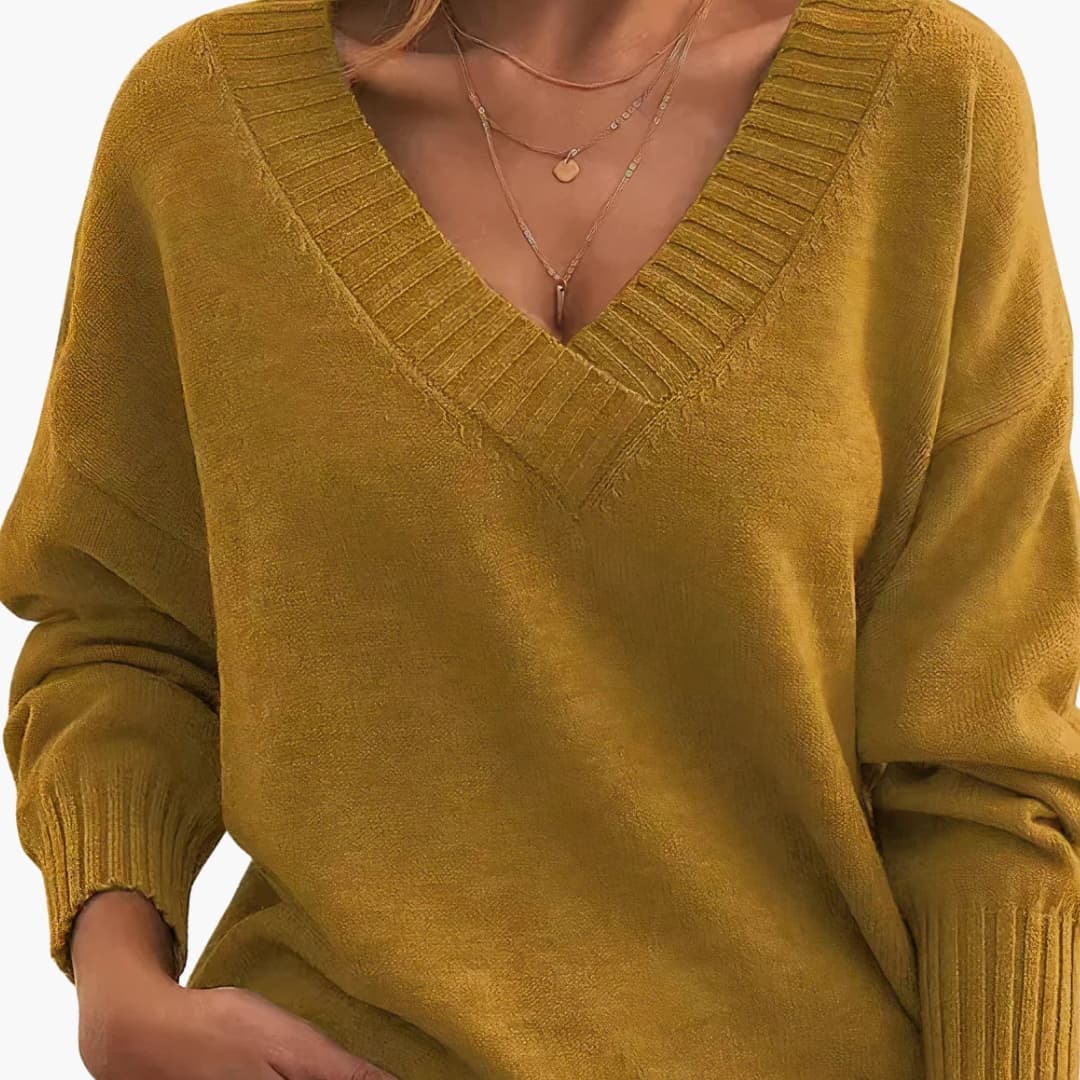 Camisola de mulher com decote redondo e corte regular