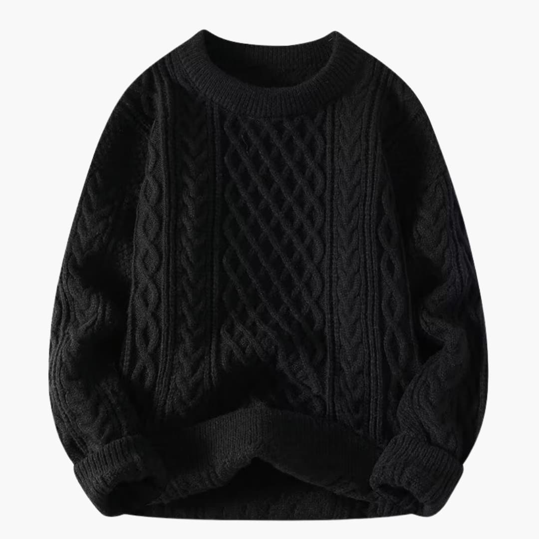 Pull femme avec col rond et maille torsadée