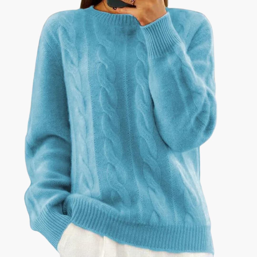 Camisola de mulher com gola redonda e superfície lisa