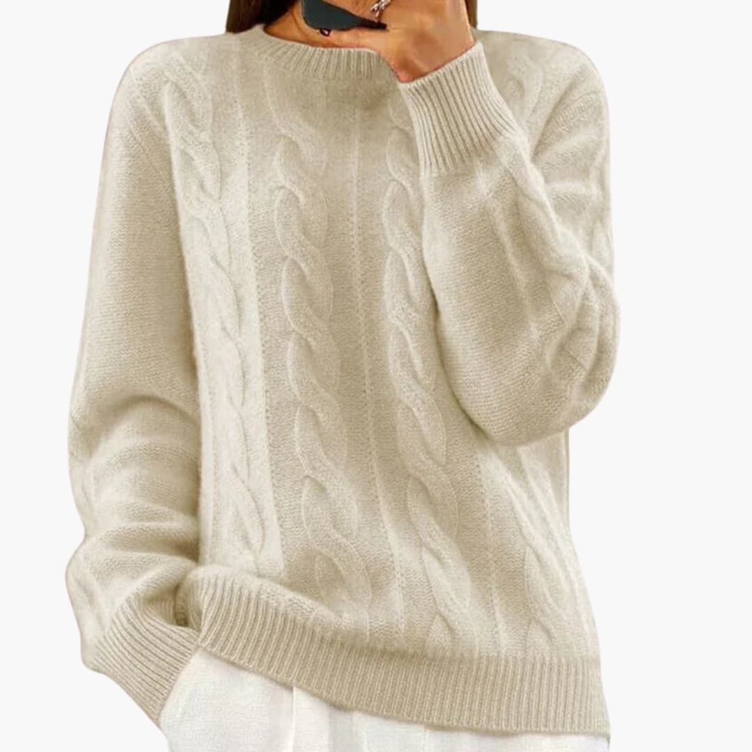 Camisola de mulher com gola redonda e superfície lisa