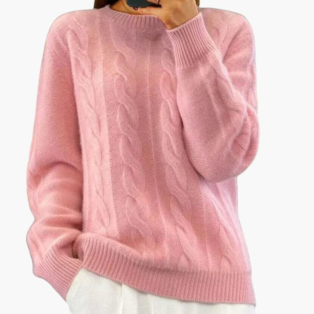 Camisola de mulher com gola redonda e superfície lisa