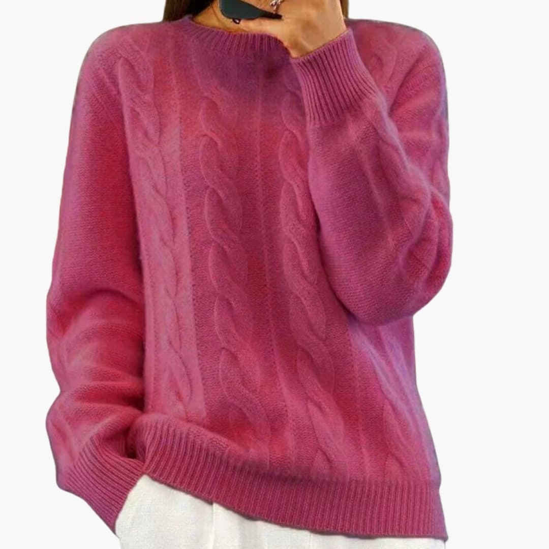 Camisola de mulher com gola redonda e superfície lisa