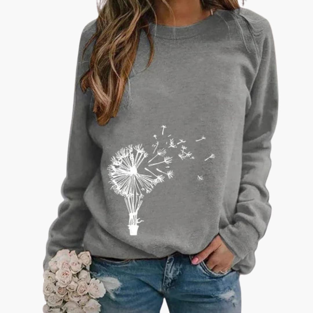 Camisola de mulher com decote redondo e superfície tricotada