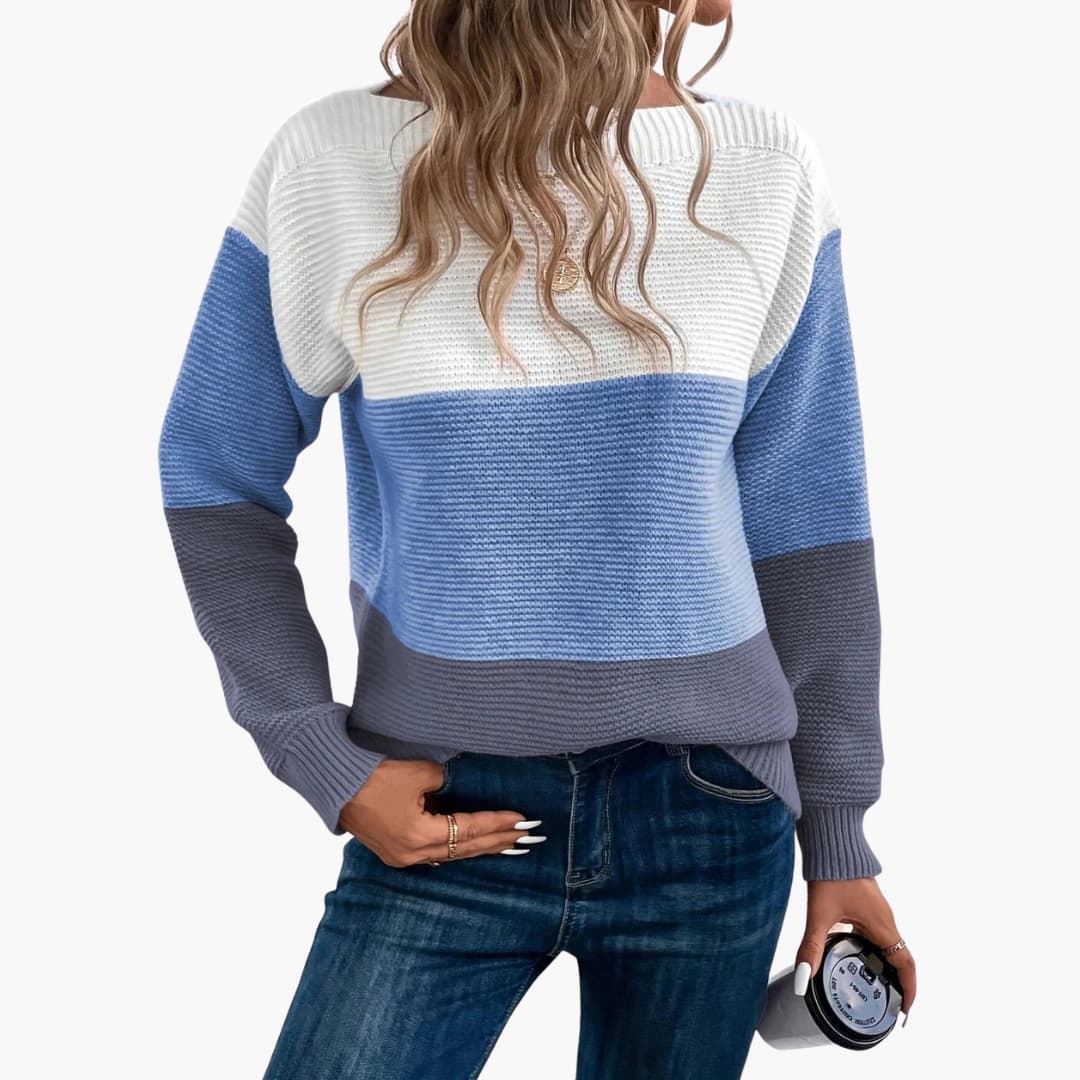 Suéter de mujer con cuello redondo y superficie tejida