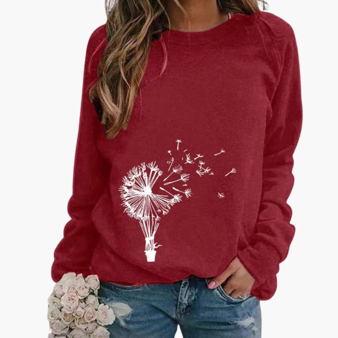 Damestrui met ronde hals en gebreide oppervlakte