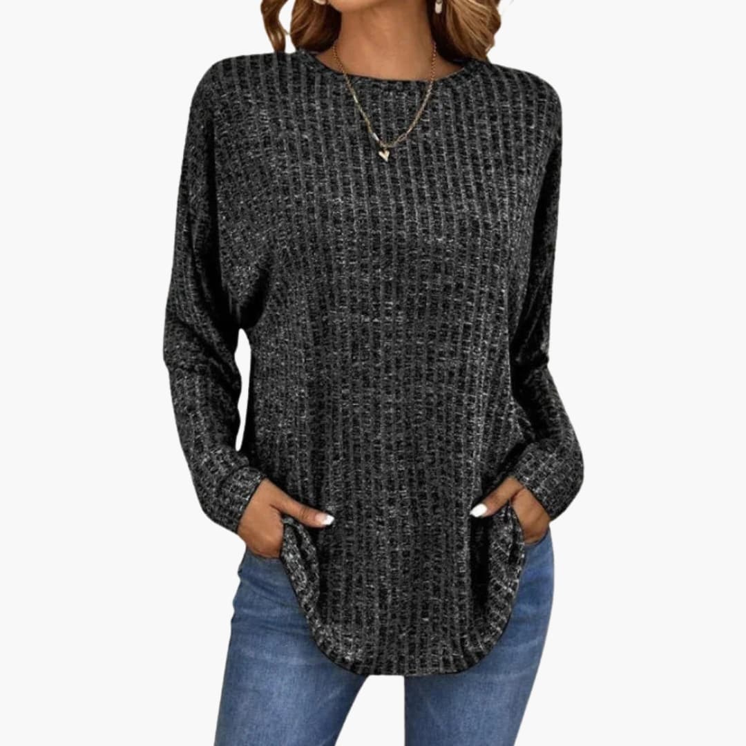 Pull pour femme à col rond et surface tricotée