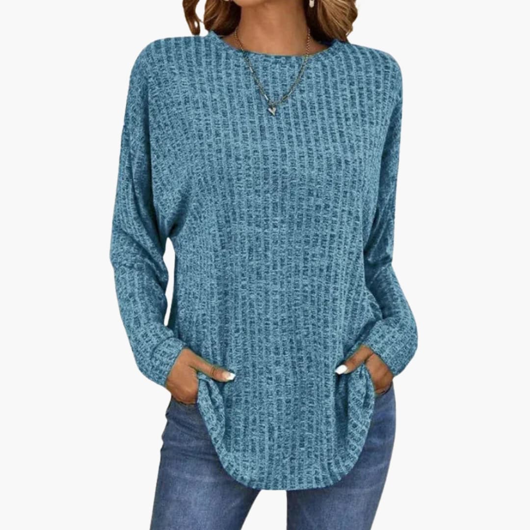 Pull pour femme à col rond et surface tricotée