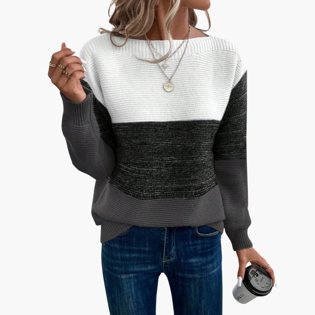 Suéter de mujer con cuello redondo y superficie tejida