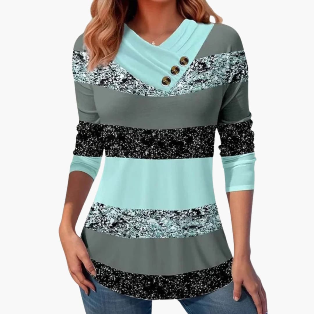 Damegenser med V-hals i finstrikket stoff med elegant fall