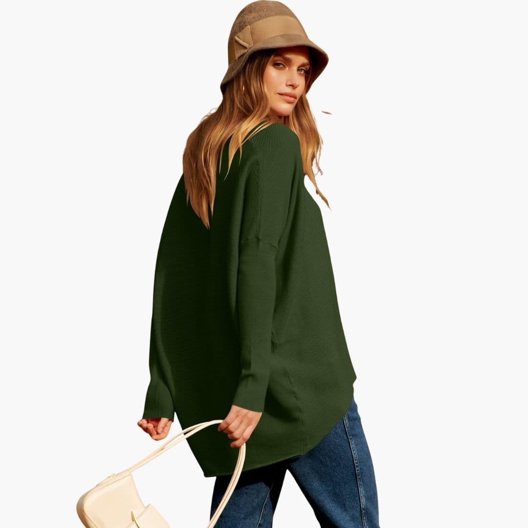 Pull mulher com decote barco e mangas compridas