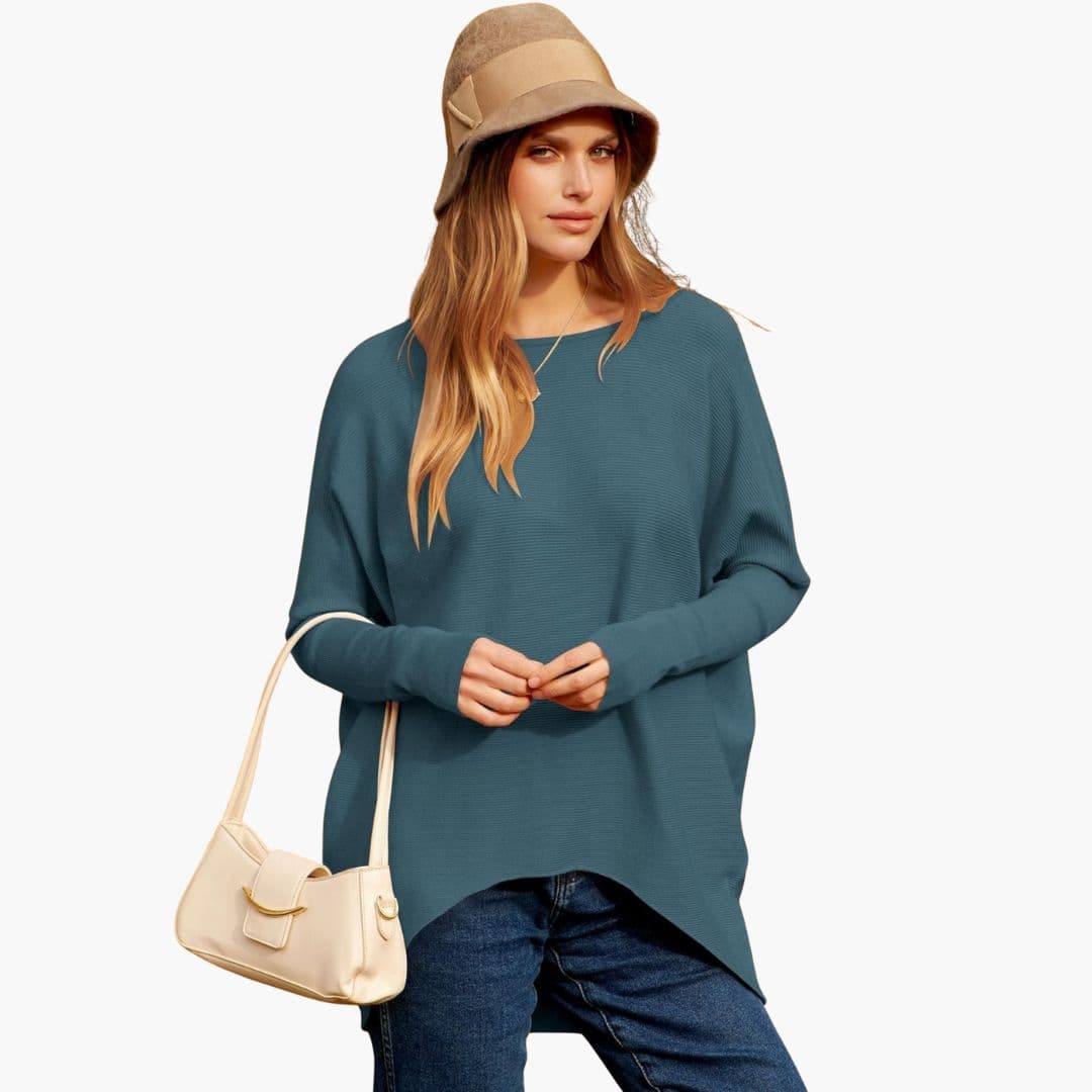 Pull mulher com decote barco e mangas compridas