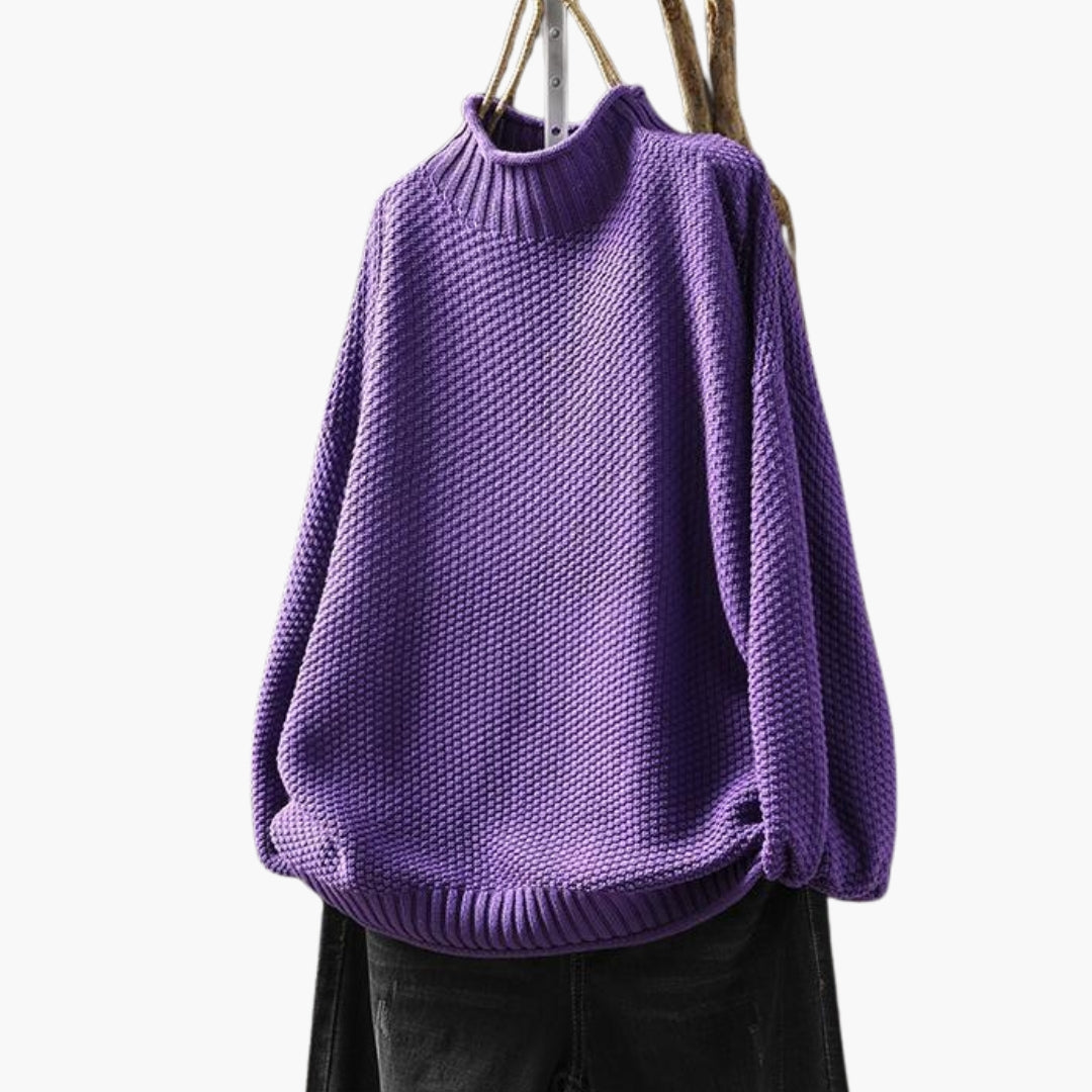 Pull femme col roulé avec poignets côtelés