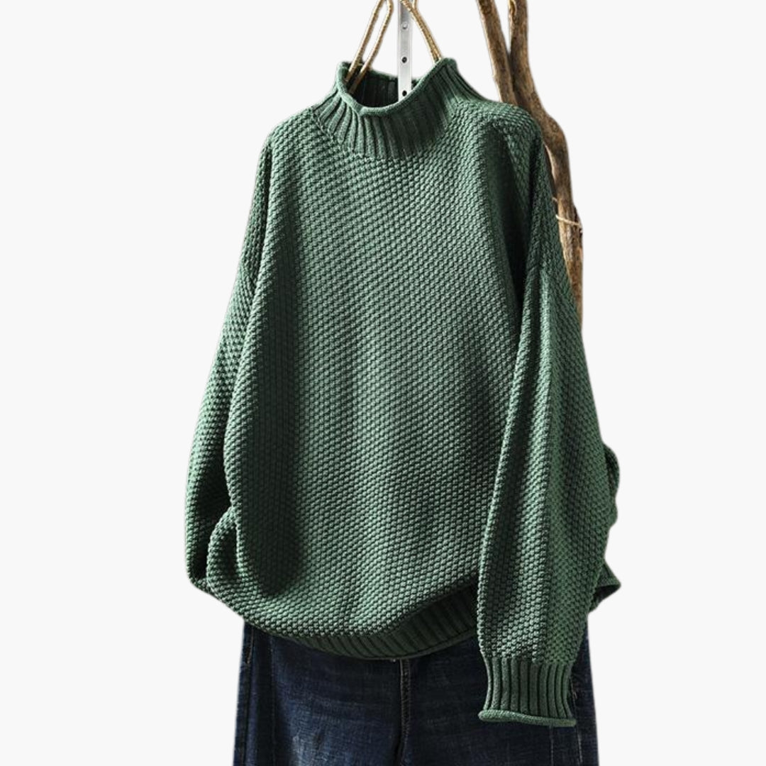 Pull femme col roulé avec poignets côtelés