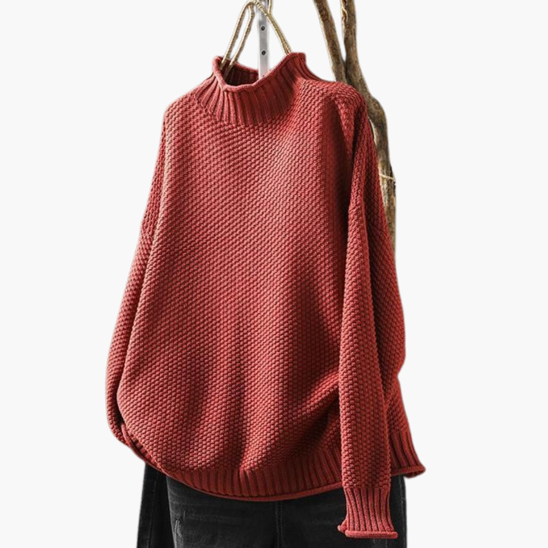 Pull femme col roulé avec poignets côtelés