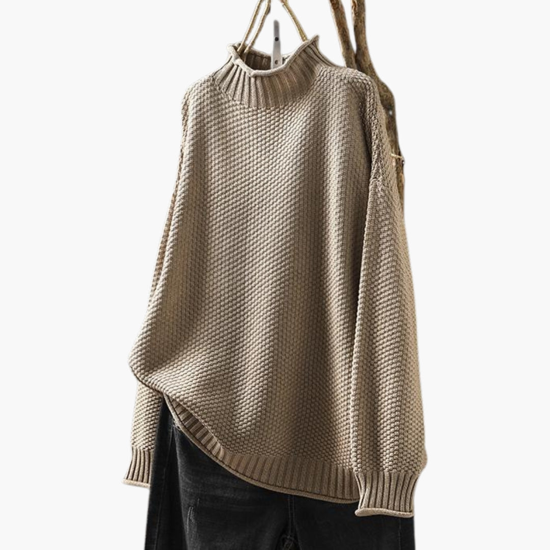 Pull femme col roulé avec poignets côtelés