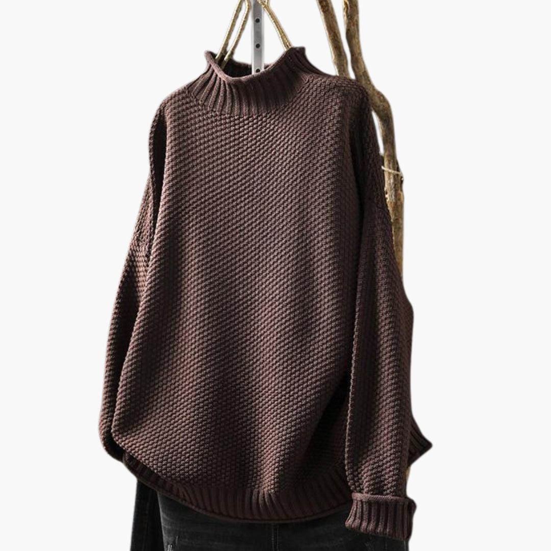 Pull femme col roulé avec poignets côtelés