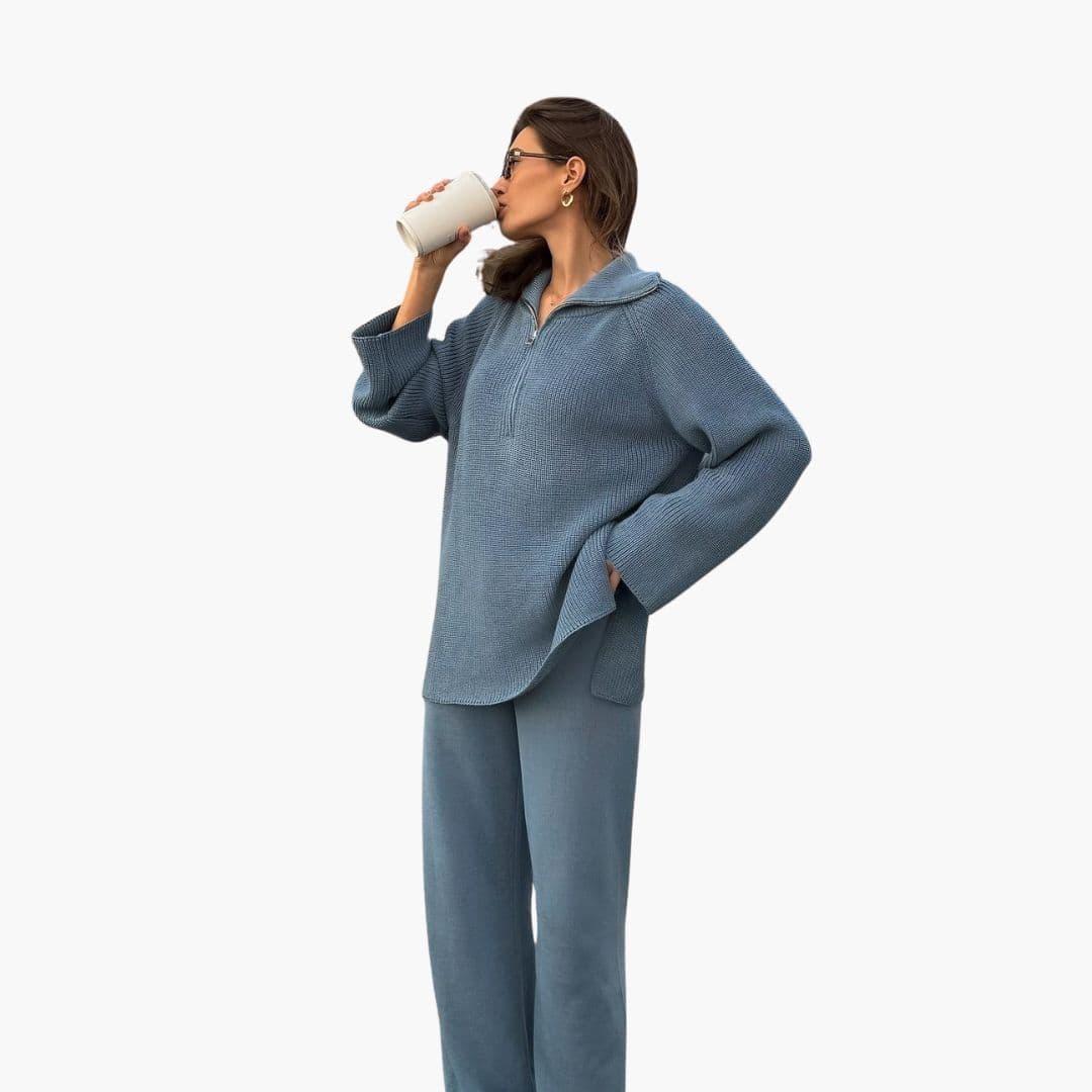 Sudadera de mujer de corte amplio con media cremallera