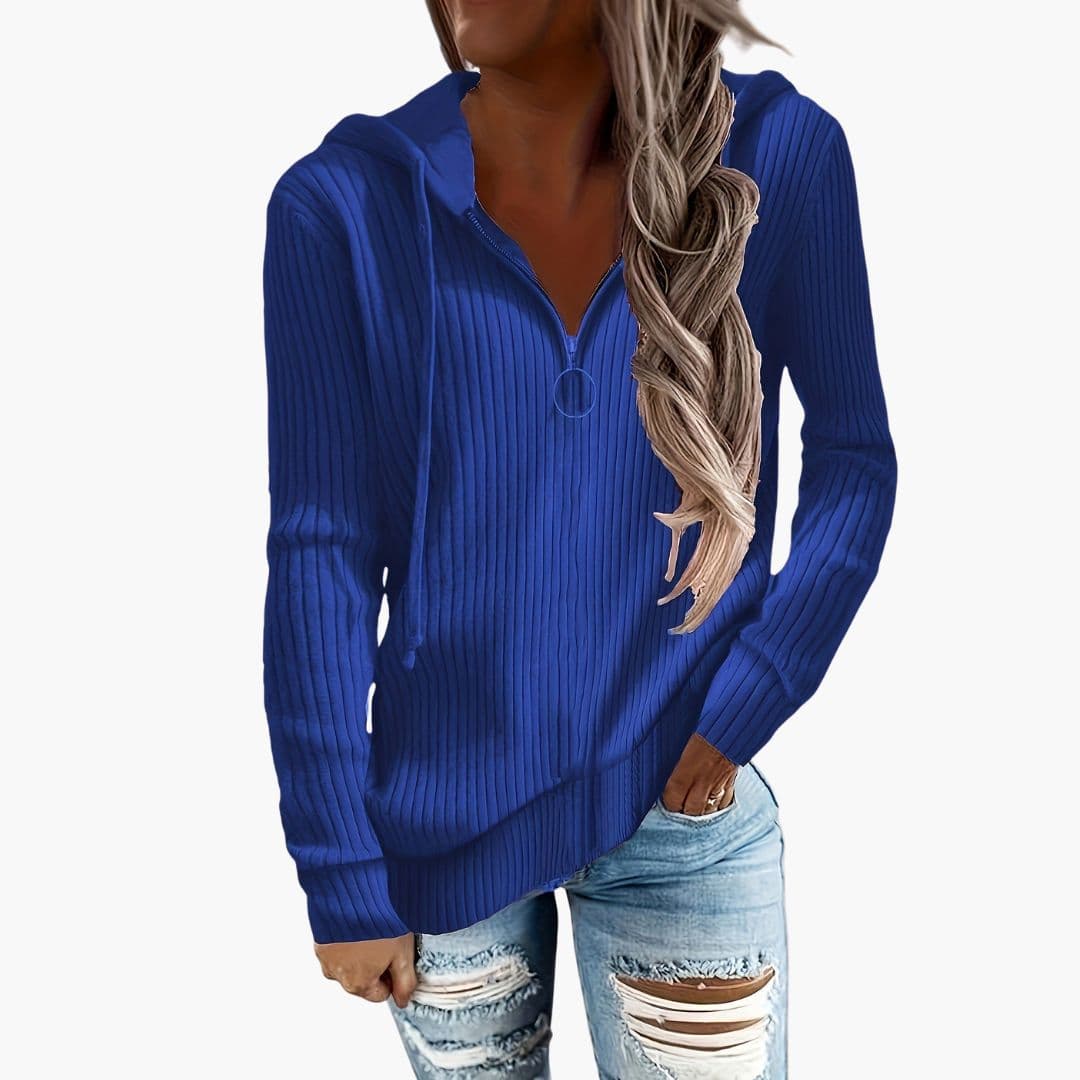 Suéter de mujer de punto con cuello alto y cierre con cremallera