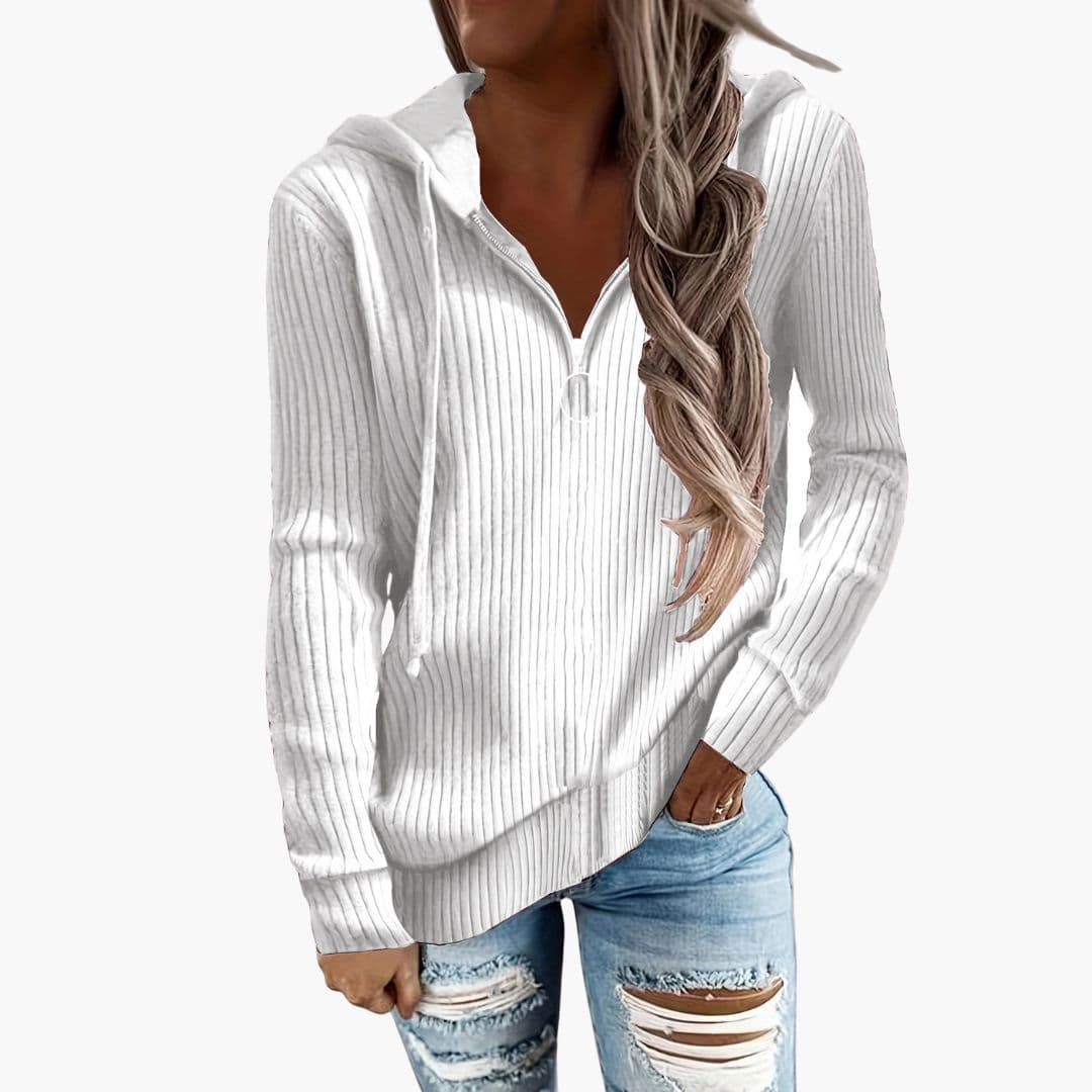 Suéter de mujer de punto con cuello alto y cierre con cremallera