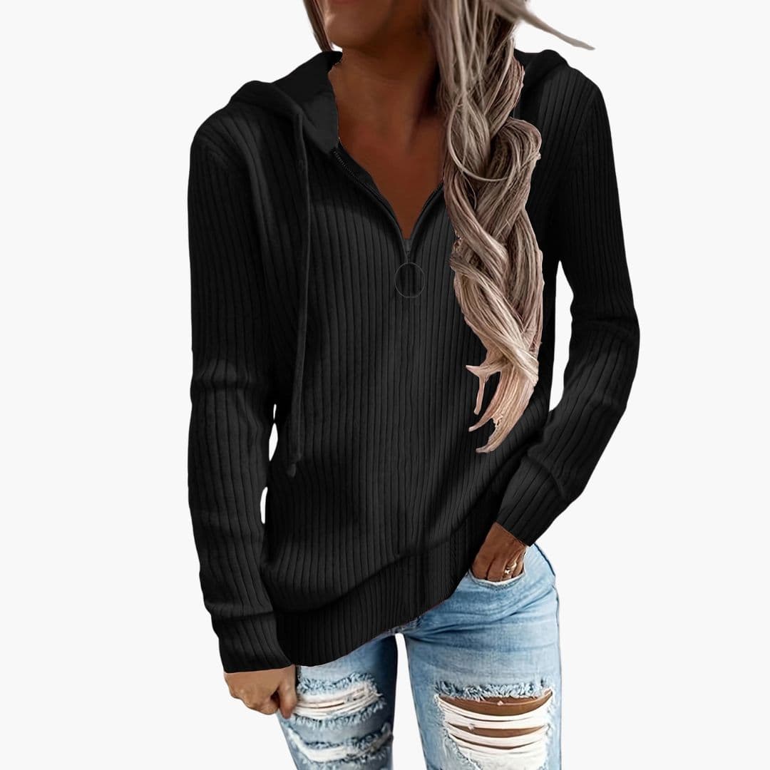 Suéter de mujer de punto con cuello alto y cierre con cremallera