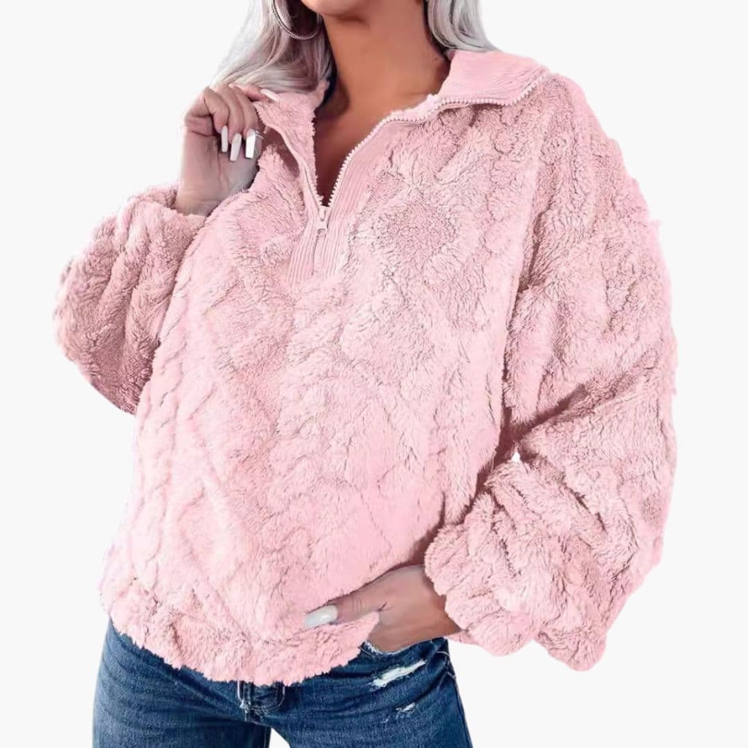 Suéter de mujer de forro polar con cuello alto