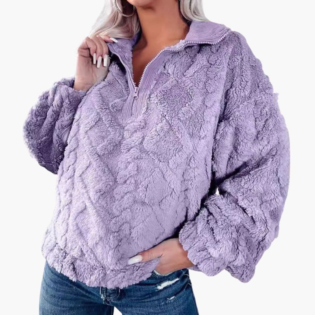 Polarowy sweter damski z wysokim kołnierzem