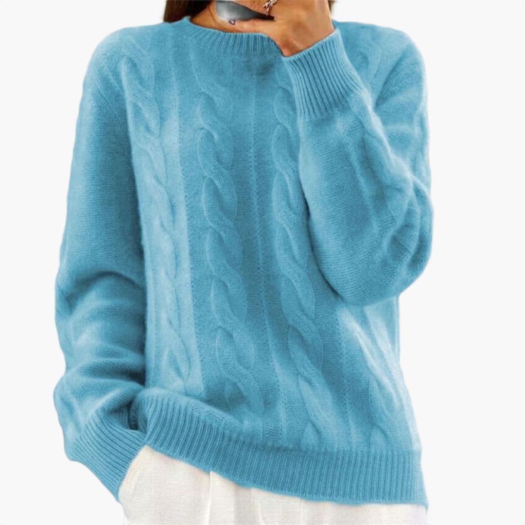 Pull femme torsadé à col rond