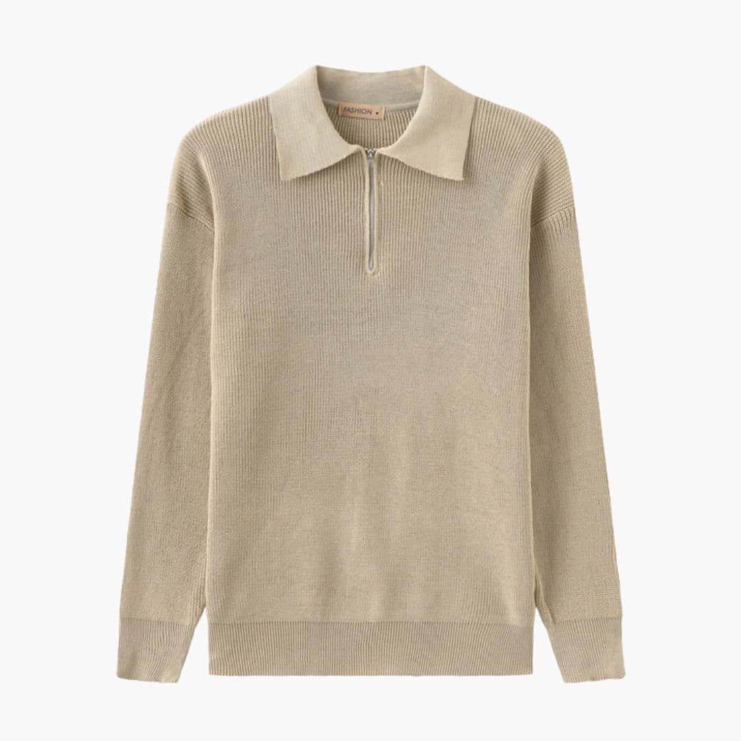 Pull homme à col mi hauteur zippé et manches longues