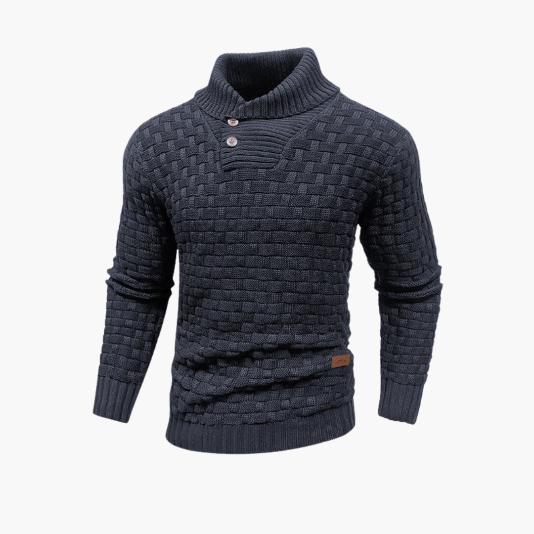 Maglione da uomo con collo alto e patta con bottoni