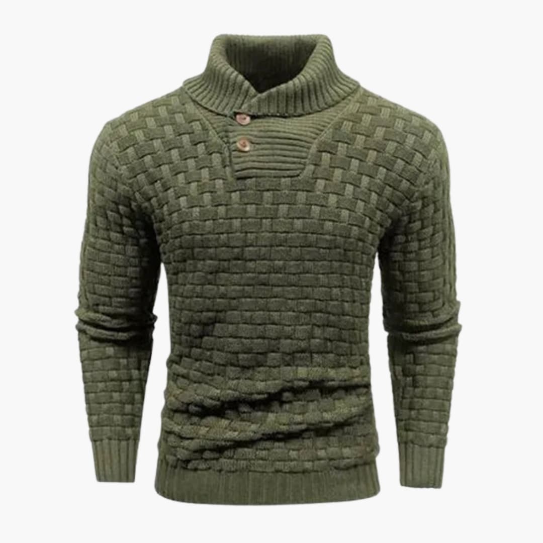 Pull homme à col rabattu avec patte boutonnée