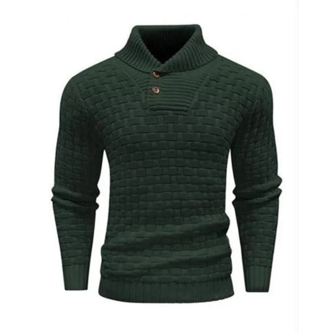 Pull homme à col rabattu avec patte boutonnée