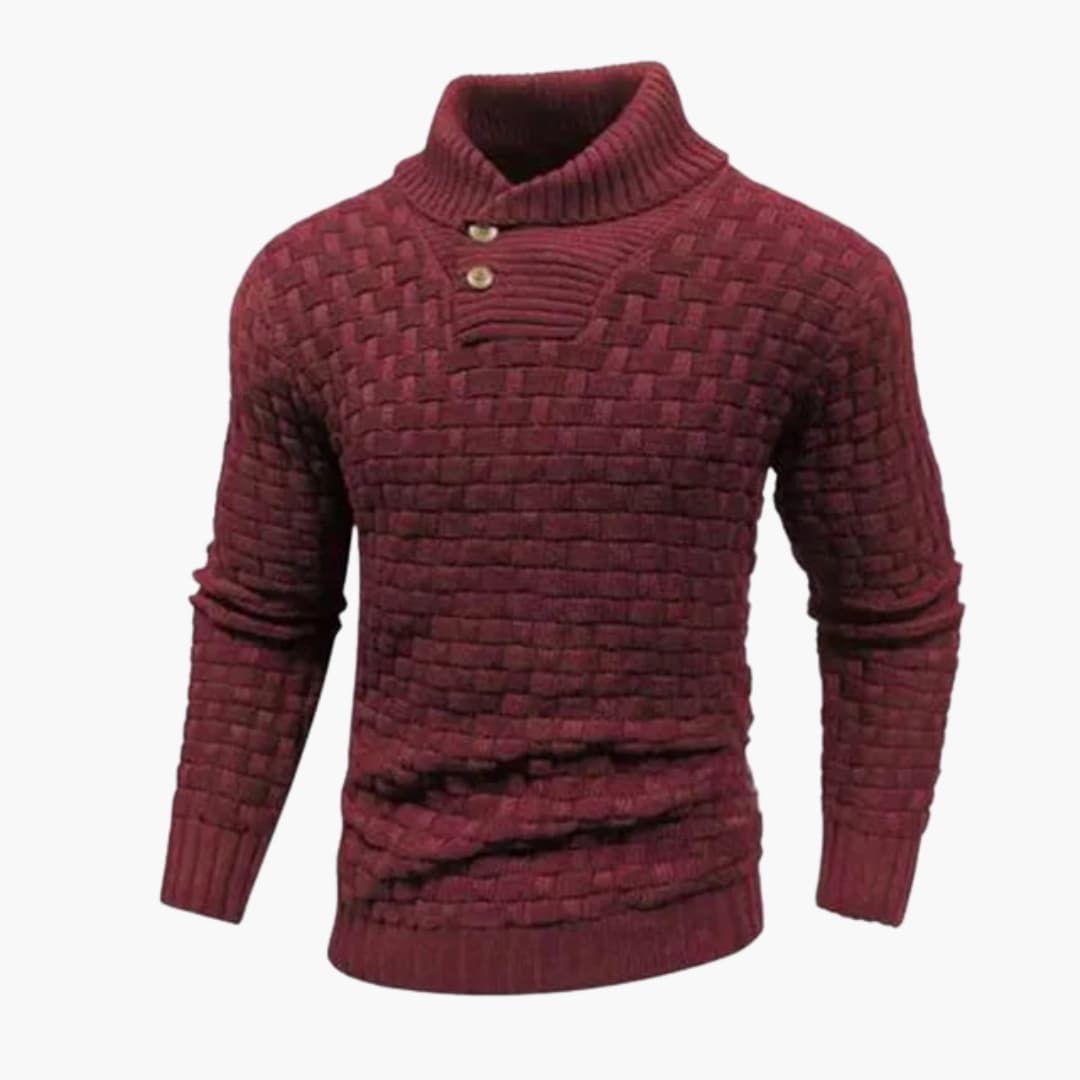 Pull homme à col rabattu avec patte boutonnée