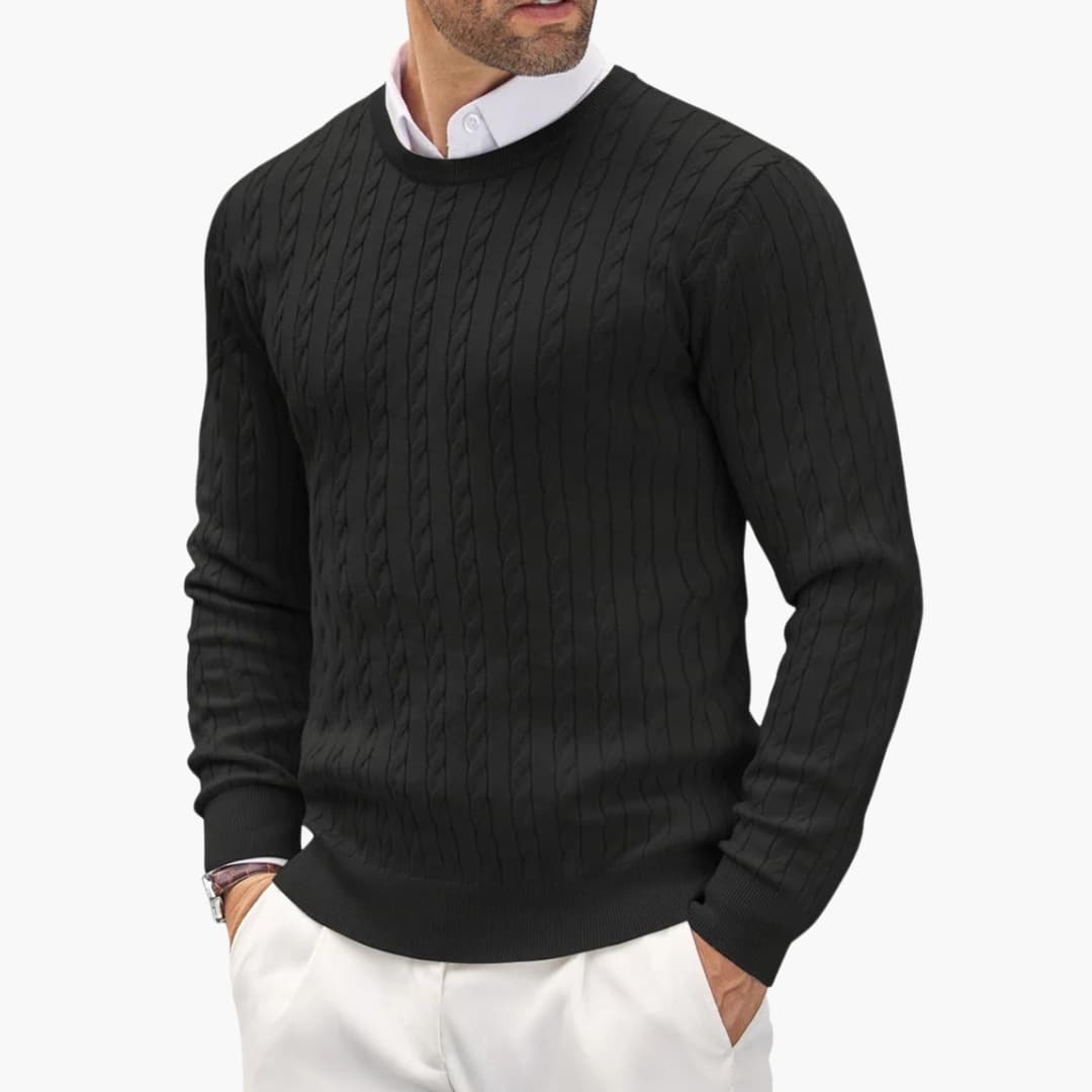 Pull homme à col rond et manches longues en maille fine