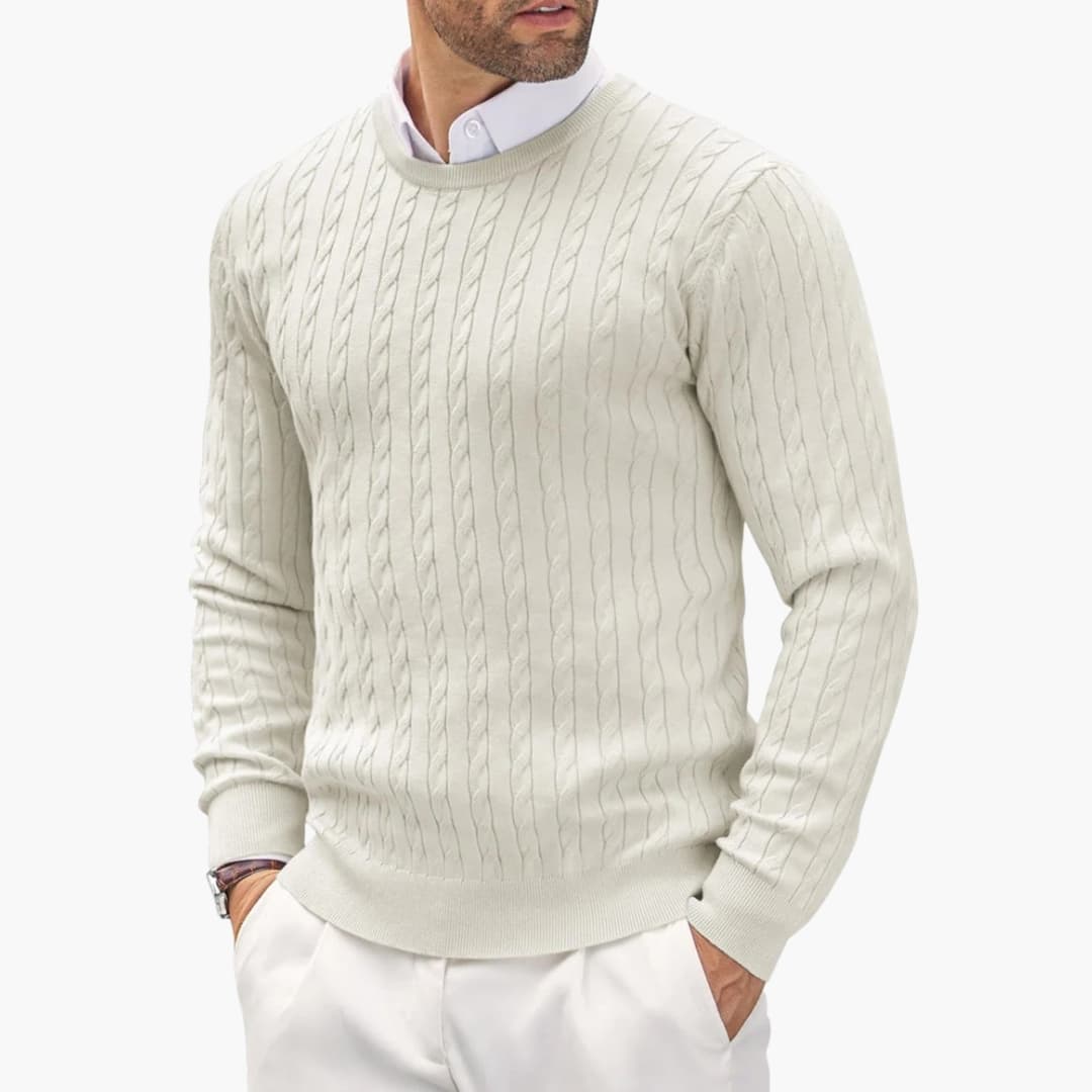 Pull homme à col rond et manches longues en maille fine