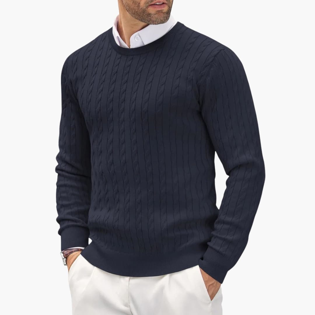Pull homme à col rond et manches longues en maille fine