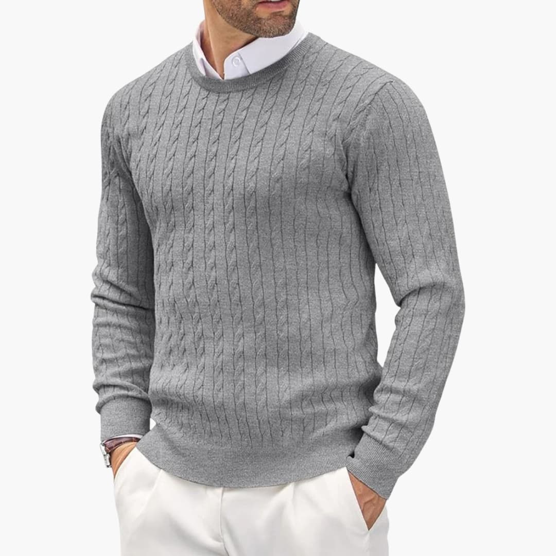 Pull homme à col rond et manches longues en maille fine