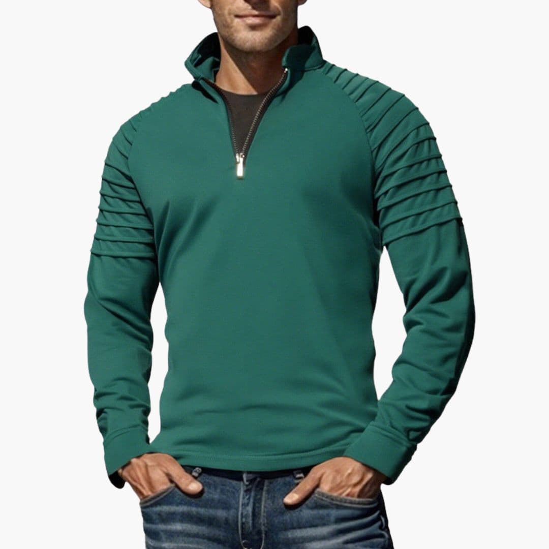 Pull homme à demi zip et manches texturées