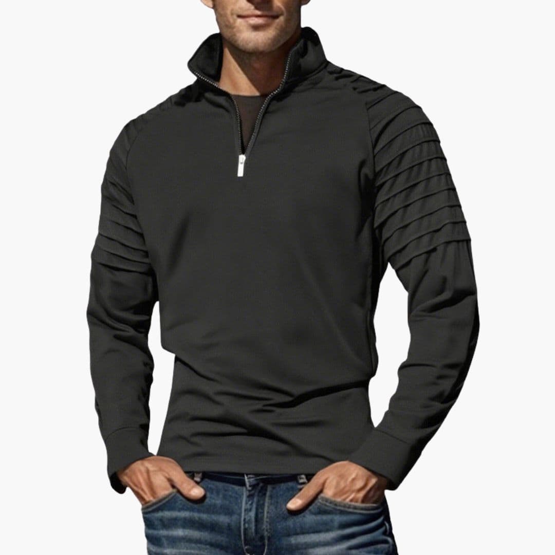 Pull homme à demi zip et manches texturées