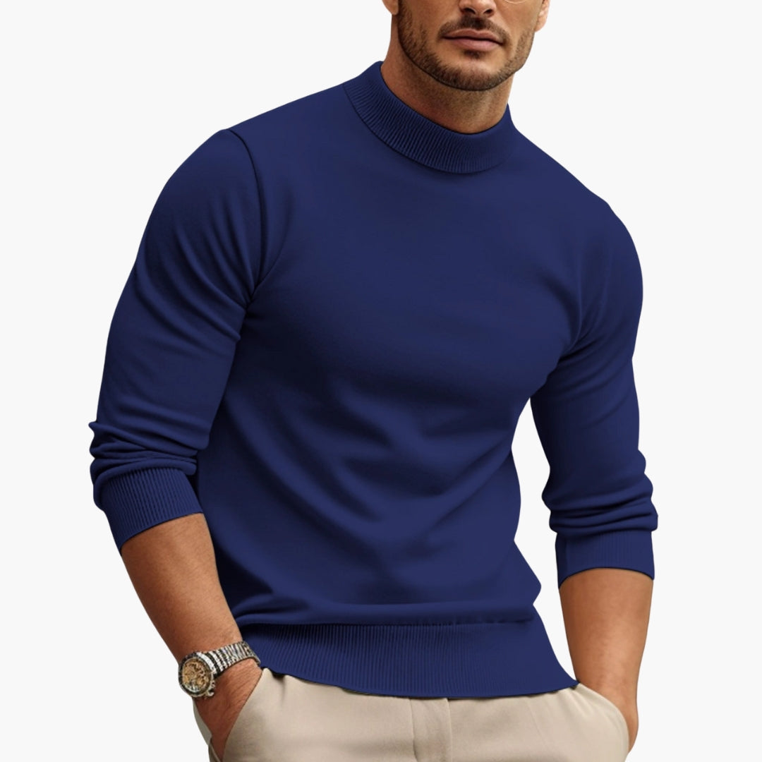 Pull homme à enfiler avec col et bas côtelés