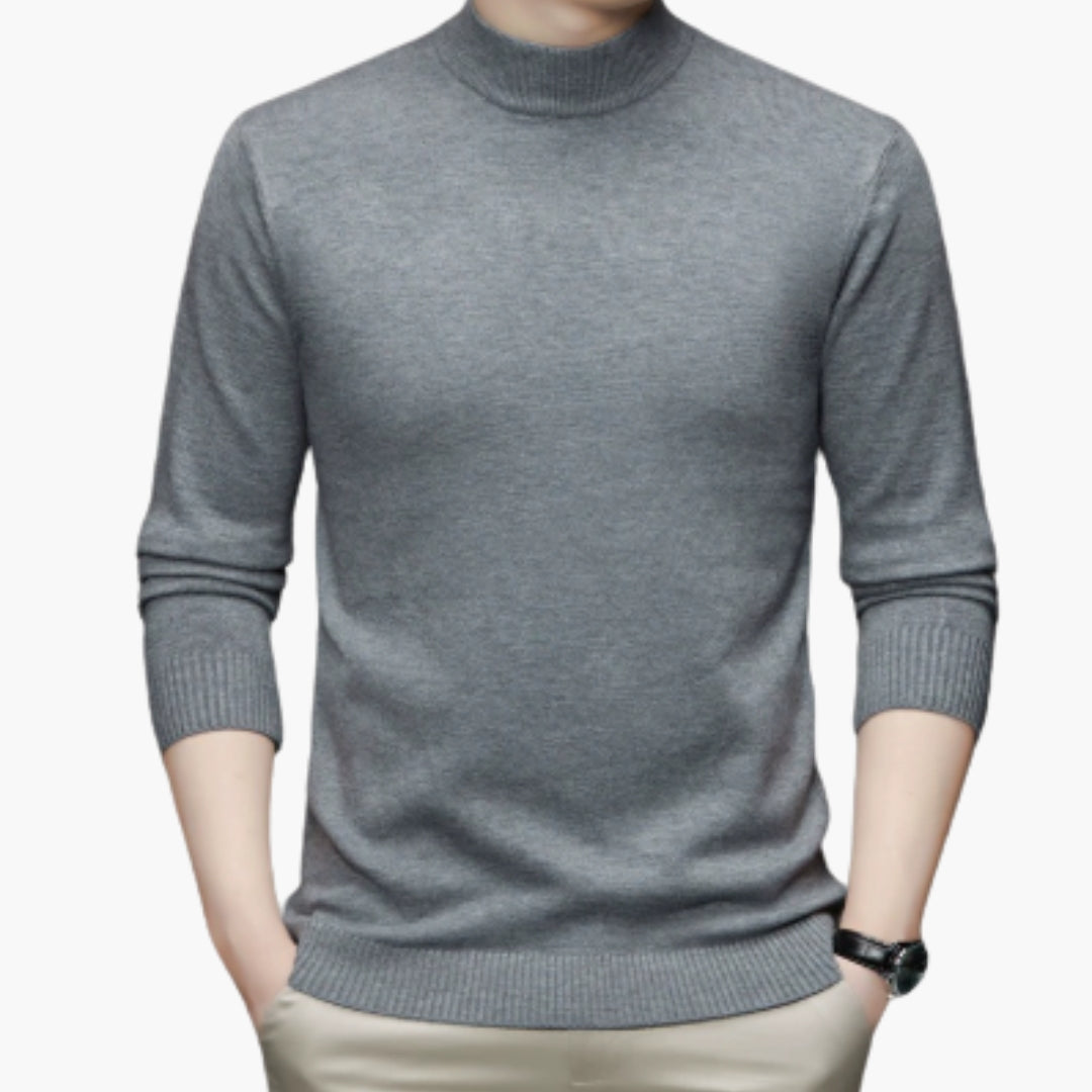 Herrtröja med polokrage och ribbade detaljer