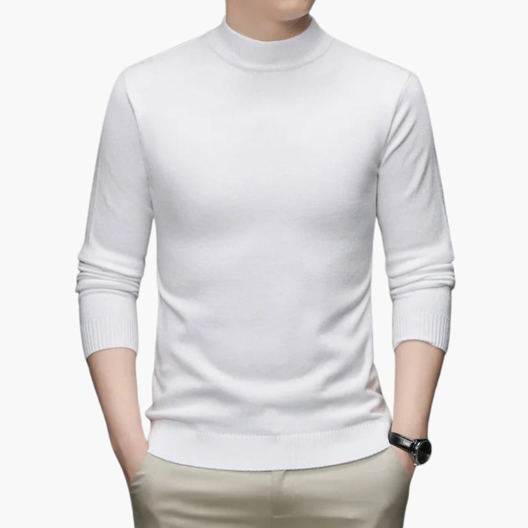 Herrtröja med polokrage och ribbade detaljer