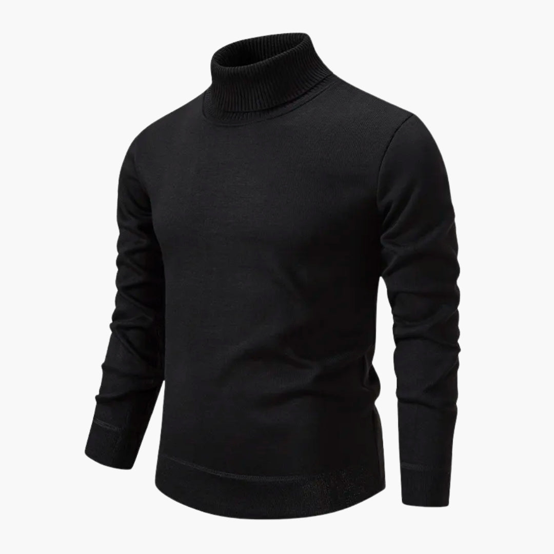 Pull homme col roulé avec encolure côtelée