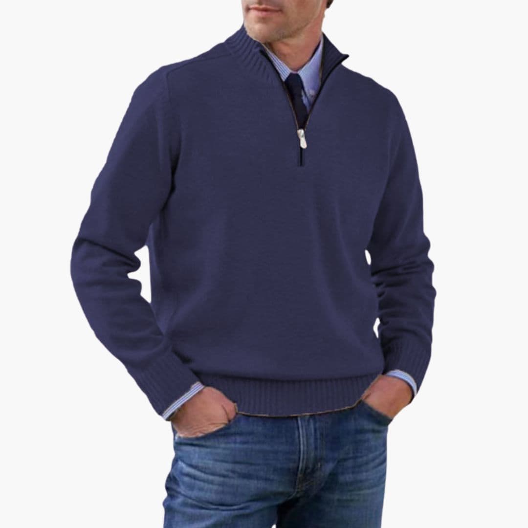 Pull homme demi zip avec ourlet côtelé