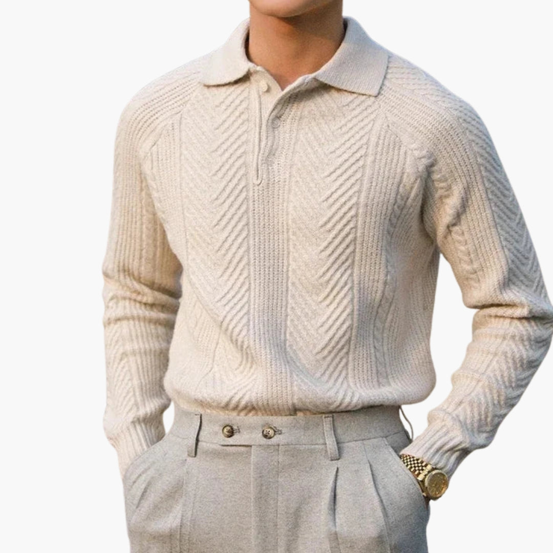 Pull homme en maille avec col et motif texturé